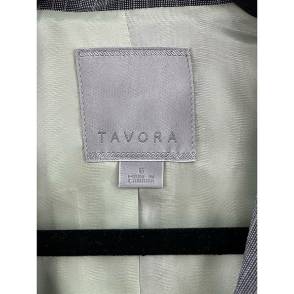 Tavora Womens Suit Jacket Gray Stripe Long Sleeve Notch Lapel Jetted Pockets 6 - Picture 8 of 8